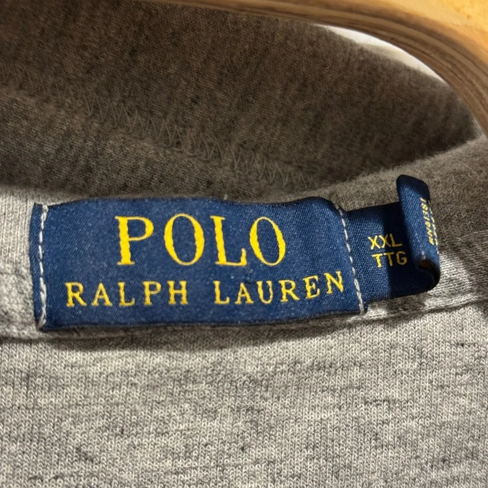 Polo Ralph Lauren Hoodie Mens XXL‎ Gray Full Zip Pony Logo Cotton Loungewear